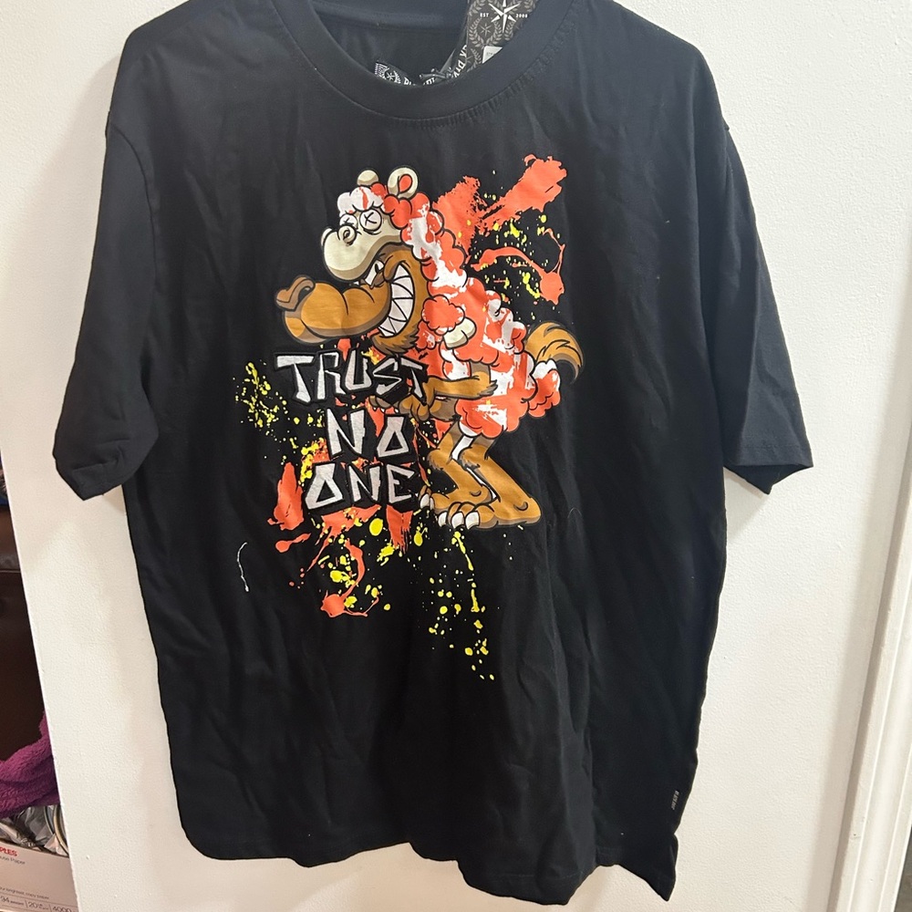 Black Pike Mens Graphic T Shirt‎ Trust No One Cartoon Print Black 2XL